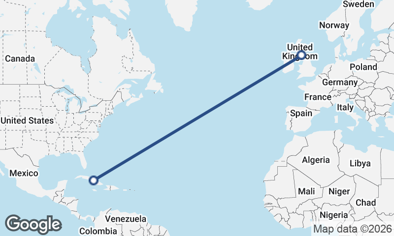 United Kingdom to Cuba