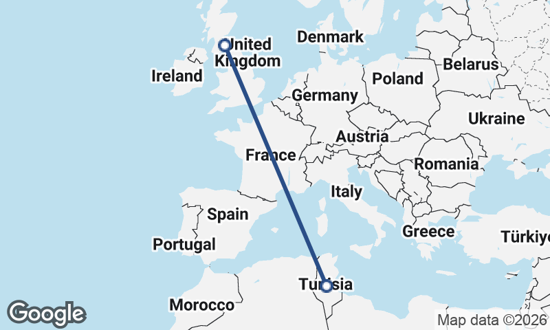 United Kingdom to Tunisia
