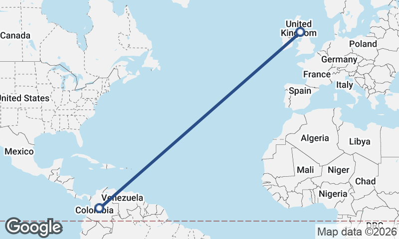 United Kingdom to Colombia
