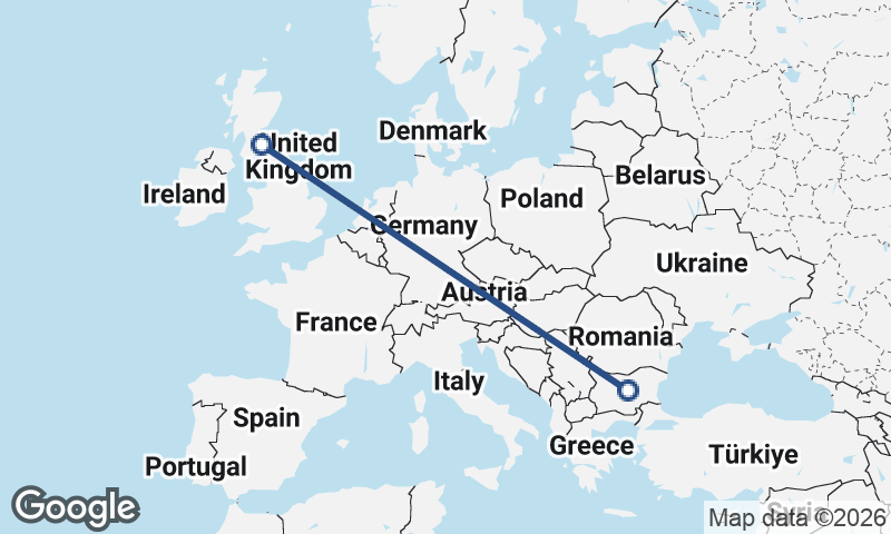 United Kingdom to Bulgaria