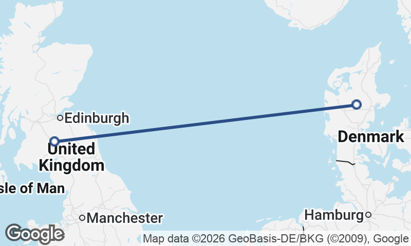United Kingdom to Denmark