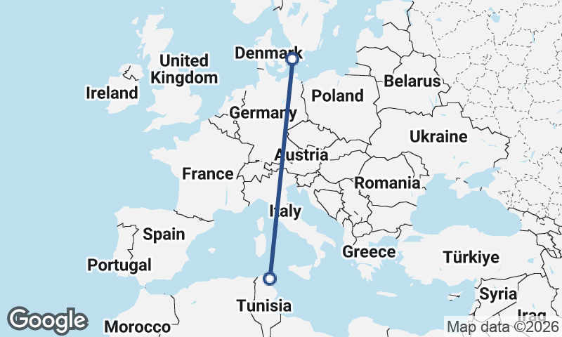 Malmö to Tunis