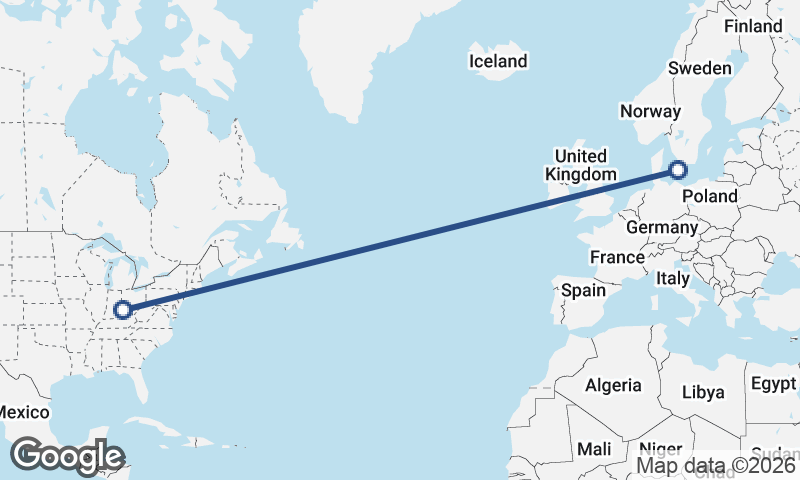 Malmö to Cincinnati