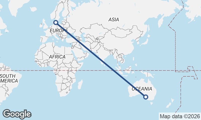 Copenhagen to Adelaide