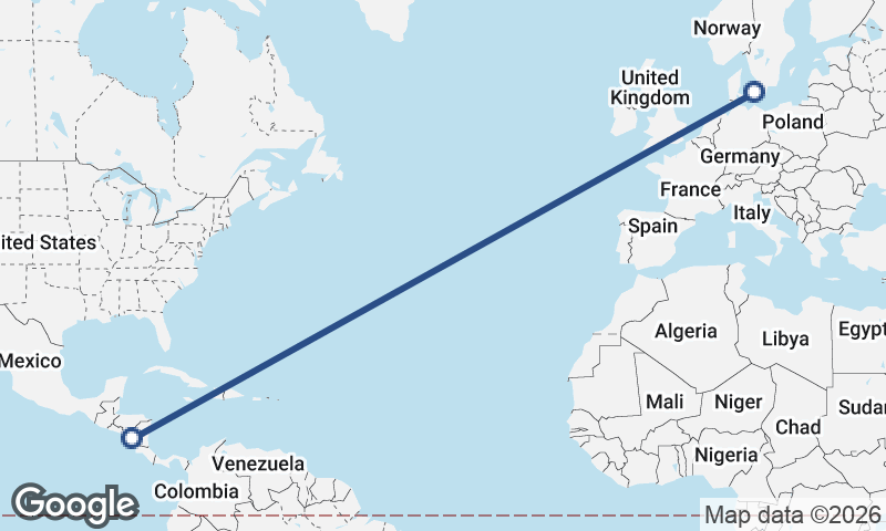 Copenhagen to Managua