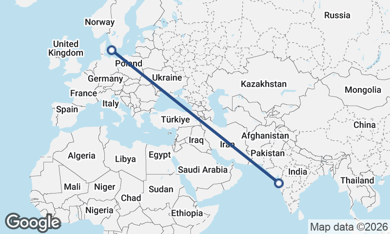 Copenhagen to Mumbai