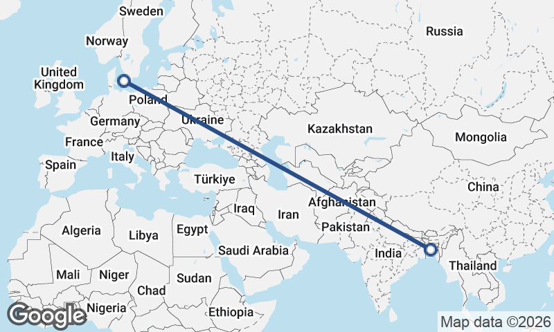 Copenhagen to Dhaka