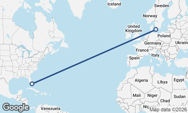 Copenhagen to Miami