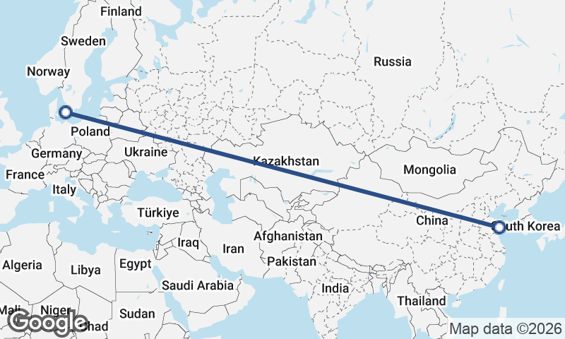 Copenhagen to Qingdao