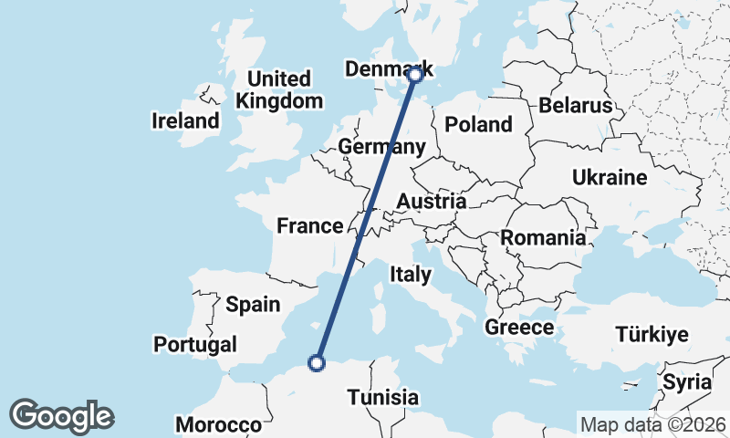 Copenhagen to Algiers
