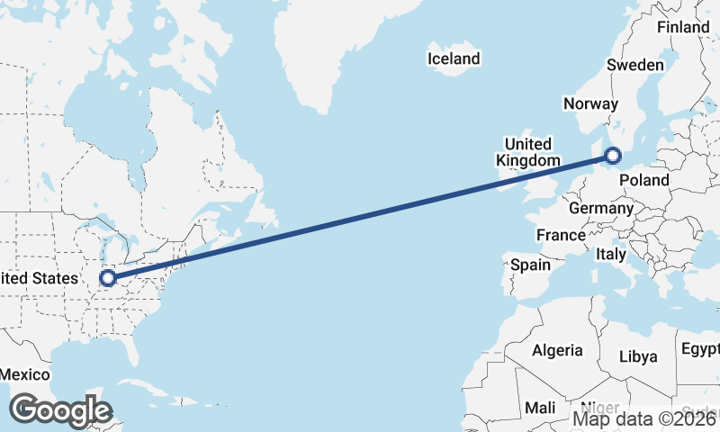 Copenhagen to Indianapolis