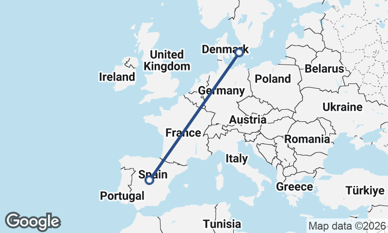Copenhagen to Madrid