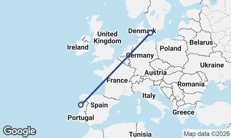 Copenhagen to Porto
