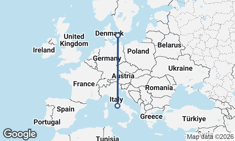 Copenhagen to Rome