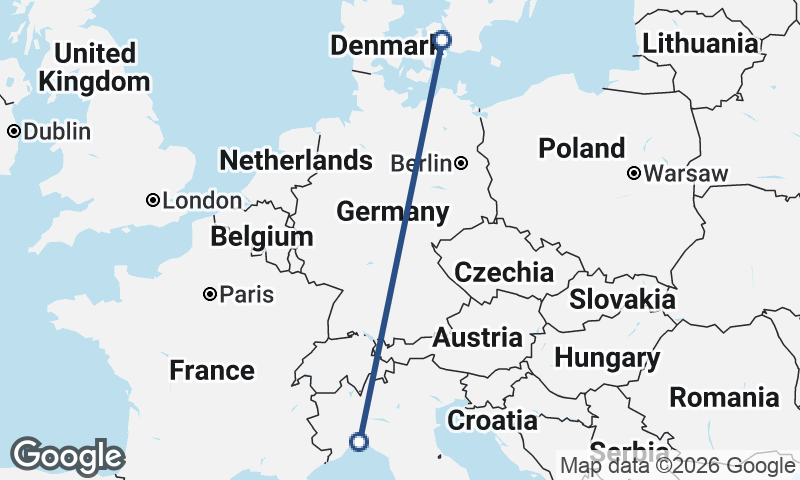 Copenhagen to Genoa