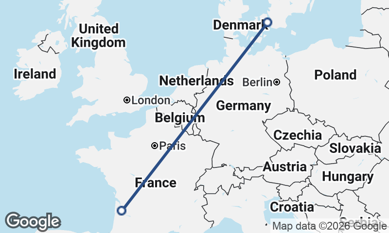 Copenhagen to Bordeaux
