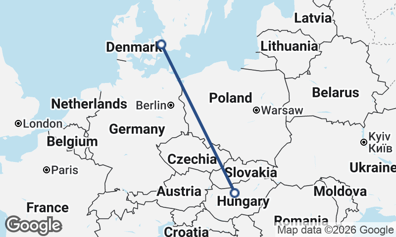 Copenhagen to Budapest