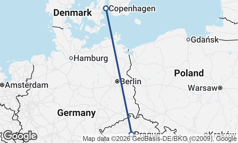 Copenhagen to Prague