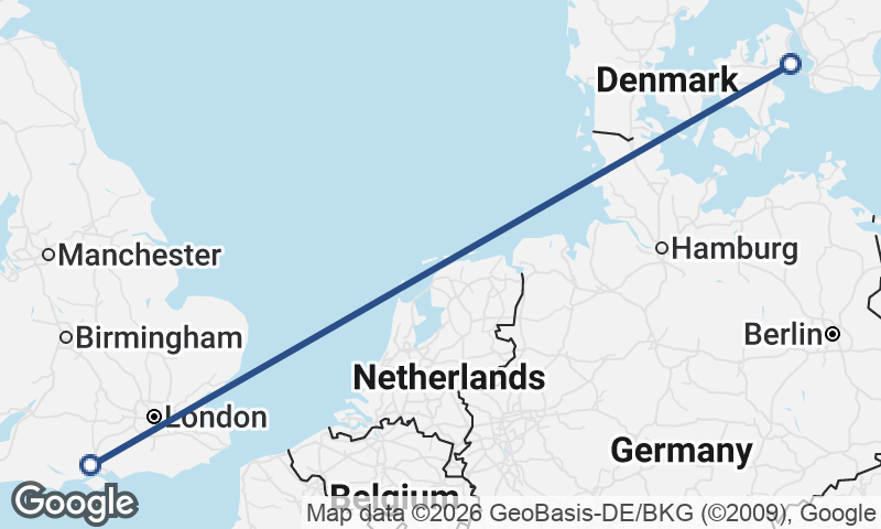 Copenhagen to Southampton