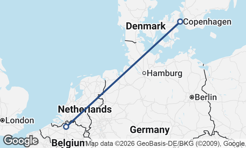 Copenhagen to Antwerp