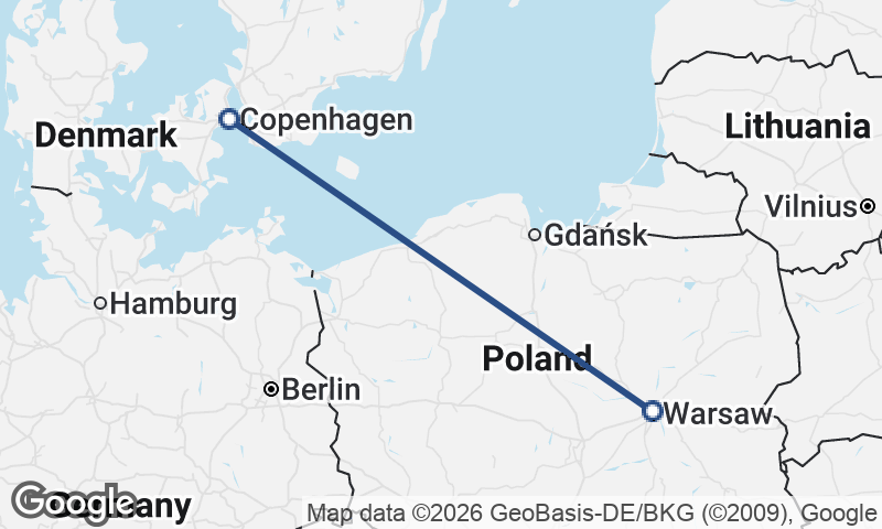 Copenhagen to Warsaw