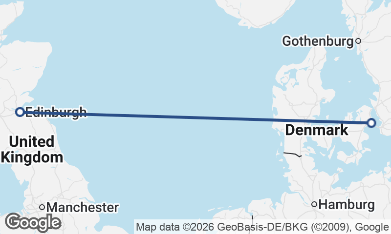 Copenhagen to Edinburgh