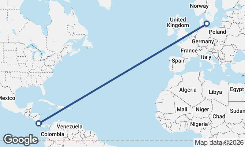 Copenhagen to San José