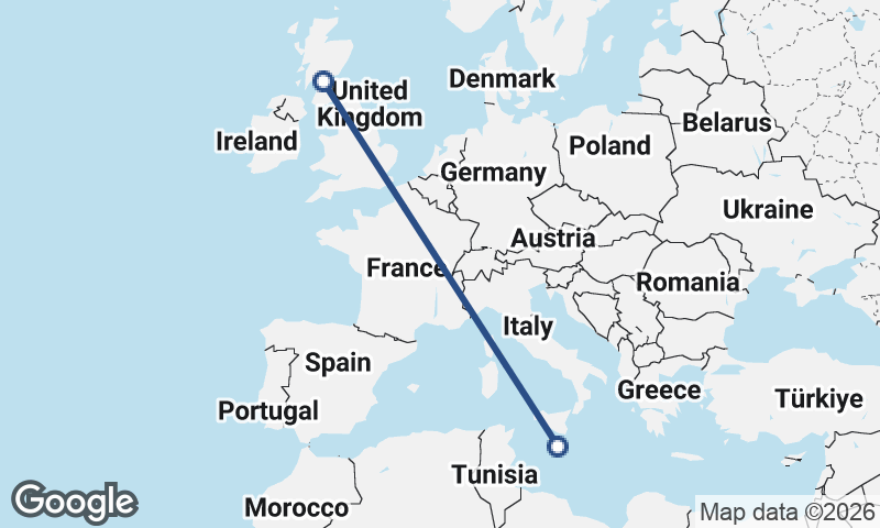 Glasgow to Valletta