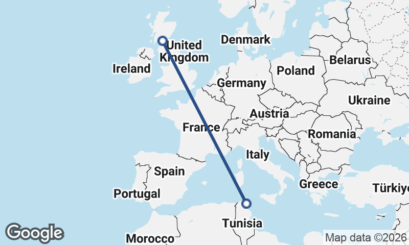 Glasgow to Tunis