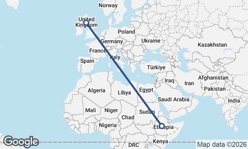 Glasgow to Addis Ababa