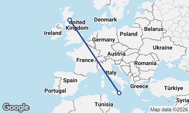 Edinburgh to Catania