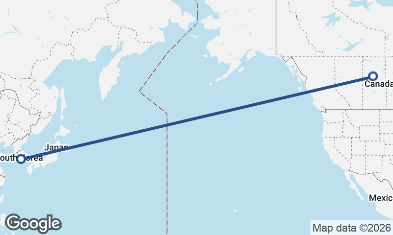 Canada to South Korea