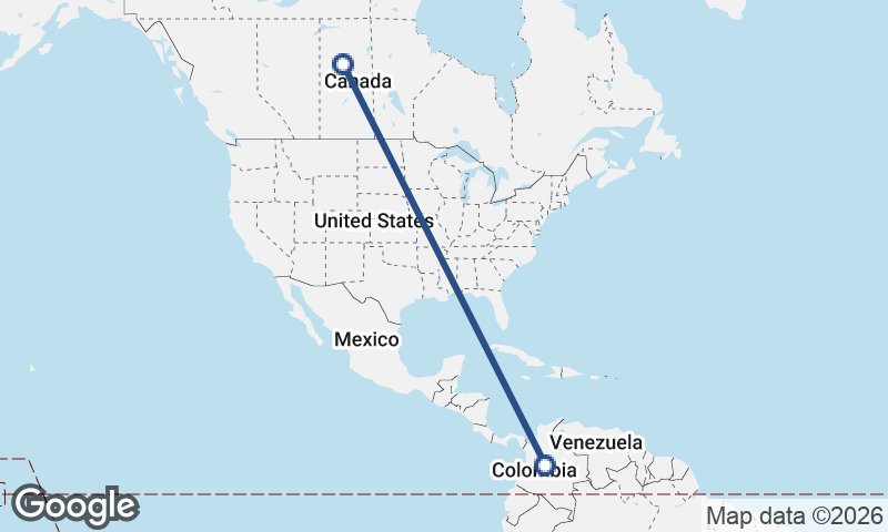 Canada to Colombia