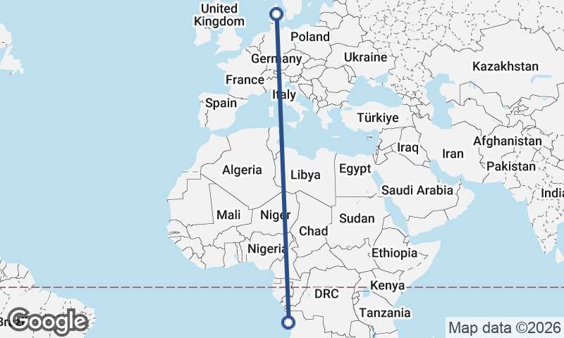 Aarhus to Luanda