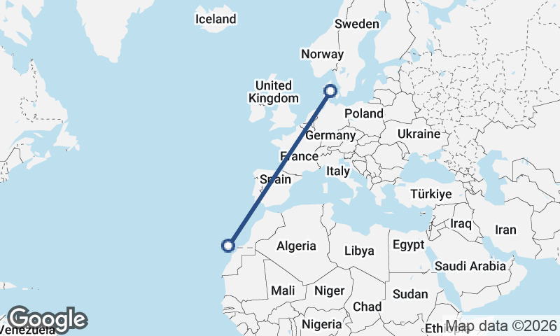 Aarhus to Las Palmas de Gran Canaria