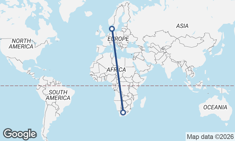 Denmark to South Africa
