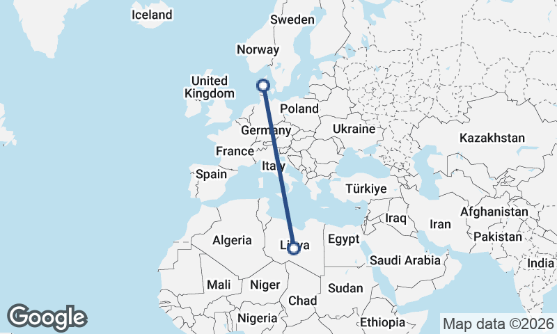 Denmark to Libya