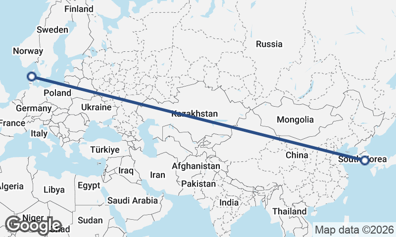 Denmark to South Korea