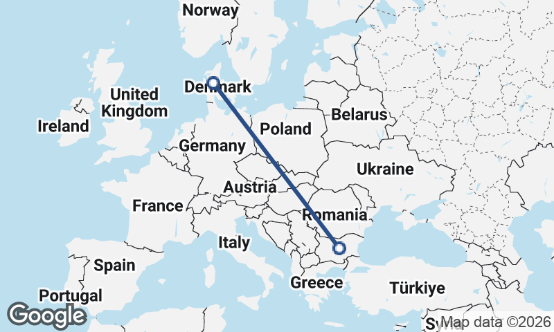 Denmark to Bulgaria