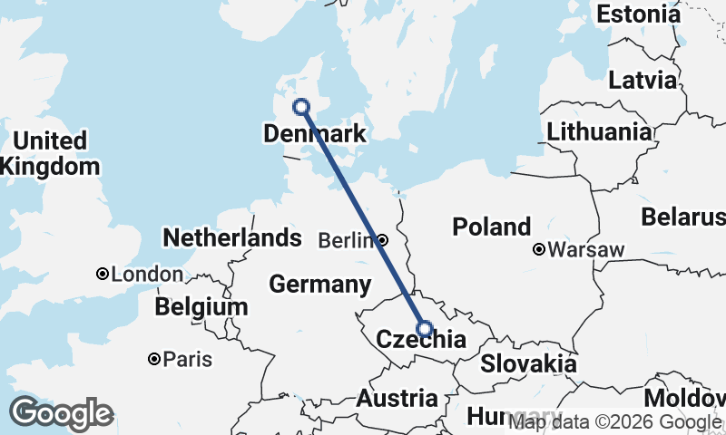 Denmark to Czech Republic
