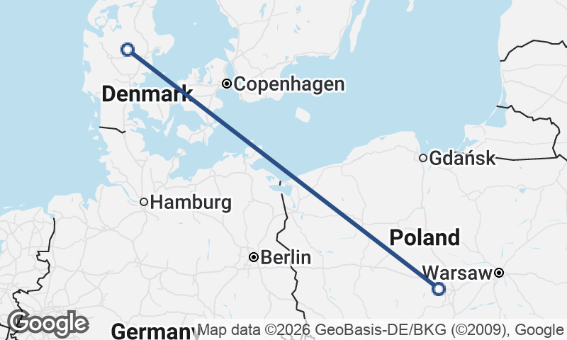 Denmark to Poland