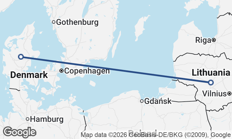 Denmark to Lithuania