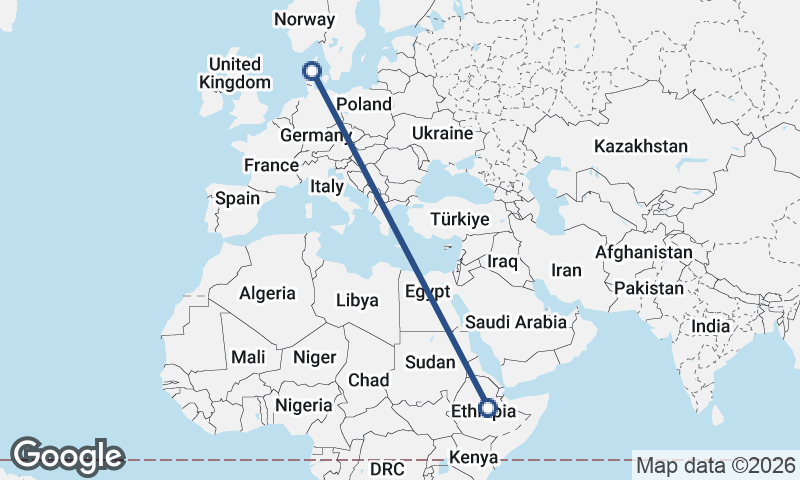 Denmark to Ethiopia