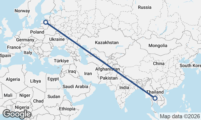 Latvia to Thailand