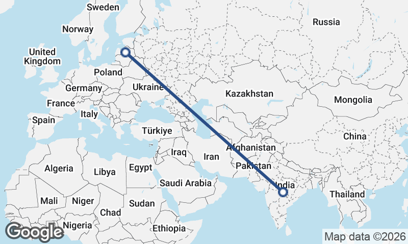 Latvia to India