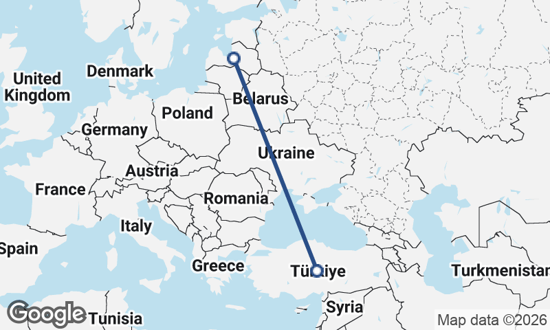 Latvia to Turkey