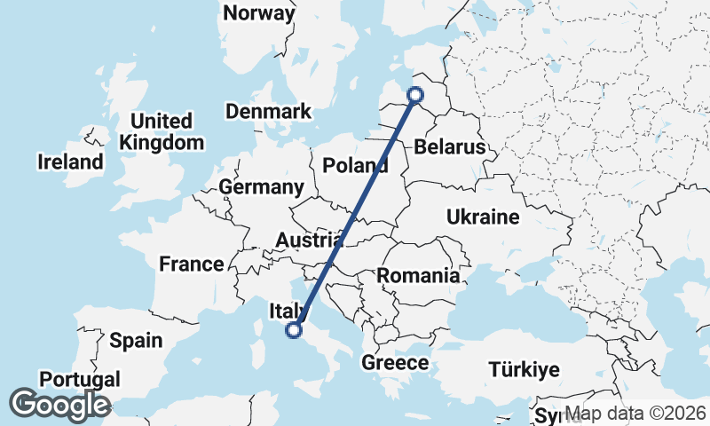 Latvia to Italy