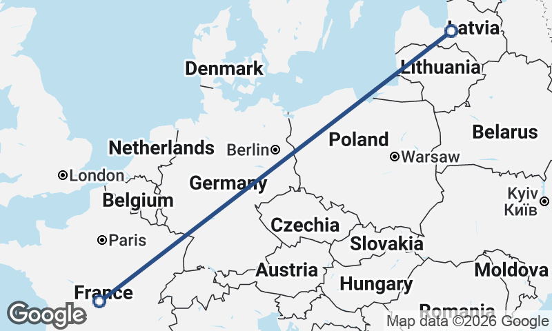 Latvia to France