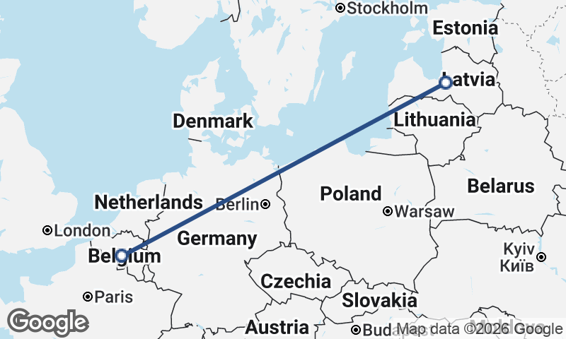 Latvia to Belgium