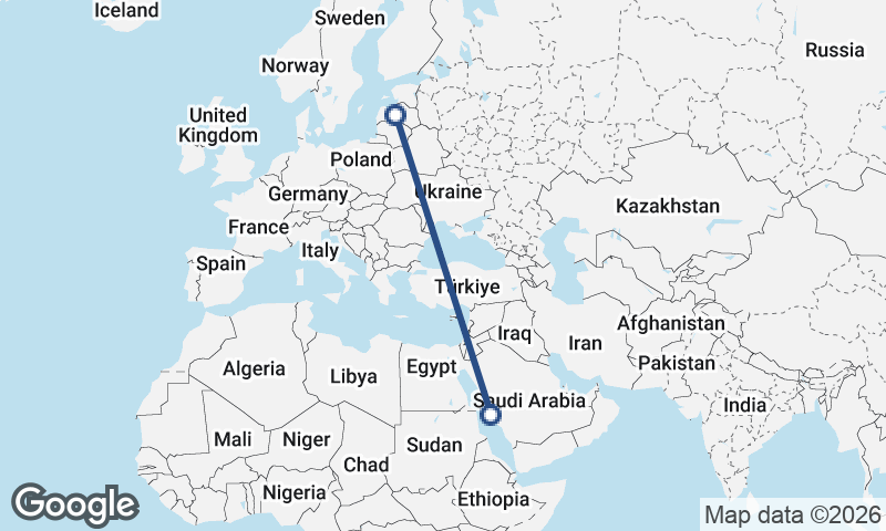 Riga to Jeddah